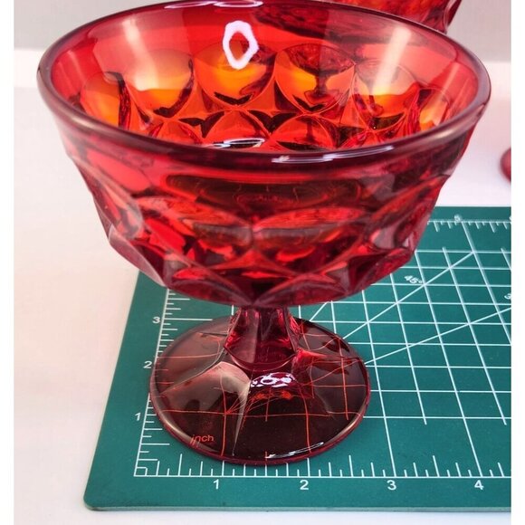 Vintage Noritake Ruby Red Cadmium Sherbet Dessert Coupe Glass Set Of 4 - Picture 5 of 9